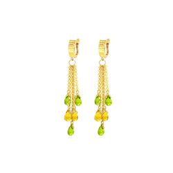 Genuine 7.3 ctw Peridot & Citrine Earrings 14KT Yellow Gold - REF-62A3K