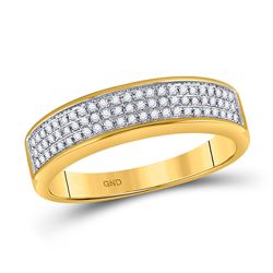 Mens Round Diamond Band Ring 1/4 Cttw 10kt Yellow Gold - REF-27K9Y