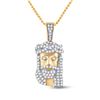 Image 1 : Mens Round Diamond Jesus Face Charm Pendant 1/3 Cttw 10kt Yellow Gold - REF-19K5Y