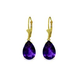 Genuine 10 ctw Amethyst Earrings 14KT Yellow Gold - REF-45K3V