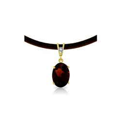 Genuine 7.56 ctw Garnet & Diamond Necklace 14KT Yellow Gold - REF-53F8Z