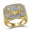 Image 1 : Mens Princess Diamond Grid Cluster Ring 1 Cttw 14kt Yellow Gold - REF-118H9R