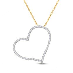 Womens Round Diamond Heart Pendant 1/5 Cttw 10kt Yellow Gold - REF-12Y9N