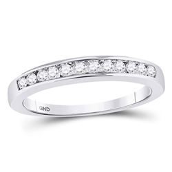Womens Round Diamond Wedding Channel Set Band 1/4 Cttw 14kt White Gold - REF-23Y5N