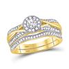 Image 1 : Round Diamond Bridal Wedding Ring Band Set 1/2 Cttw 10kt Yellow Gold - REF-71Y9N