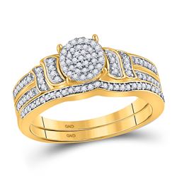 Round Diamond Bridal Wedding Ring Band Set 1/4 Cttw 10kt Yellow Gold - REF-23W9K