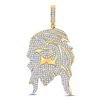 Image 1 : Mens Round Diamond Jesus Face Charm Pendant 1-1/4 Cttw 10kt Yellow Gold - REF-54W5K