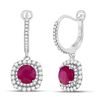 Image 1 : Womens Round Ruby Diamond Hoop Dangle Earrings 2-3/4 Cttw 14kt Yellow Gold - REF-74X9A