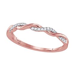 Womens Round Diamond Twist Stackable Band Ring 1/12 Cttw 10kt Rose Gold - REF-9H9R