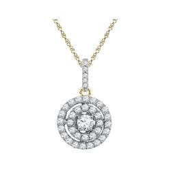 Womens Round Diamond Circle Cluster Pendant 1/2 Cttw 10kt Two-tone Gold - REF-32R5X