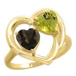 2.61 CTW Diamond, Quartz & Lemon Quartz Ring 14K Yellow Gold - REF-33V5R