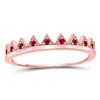 Image 1 : Womens Round Ruby Beaded Chevron Stackable Band Ring 1/10 Cttw 10kt Rose Gold - REF-8X5A