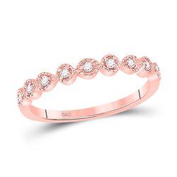 Womens Round Diamond Dot Stackable Band Ring 1/10 Cttw 14kt Rose Gold - REF-16N9F