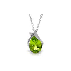 Genuine 2.13 ctw Peridot & Diamond Necklace 14KT White Gold - REF-28P8H