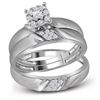 Image 1 : His Hers Round Diamond Solitaire Matching Wedding Set 1/5 Cttw 10kt White Gold - REF-32X9A