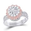 Image 1 : Round Diamond Bridal Wedding Ring Band Set 1-1/4 Cttw 14kt Two-tone Gold - REF-129M9H