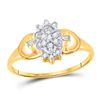 Image 1 : Womens Round Diamond Oval Cluster Ring 1/10 Cttw 10kt Yellow Gold - REF-10W9K