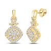 Image 1 : Womens Princess Diamond Cushion Cluster Dangle Earrings 1/2 Cttw 14kt Yellow Gold - REF-41K5Y