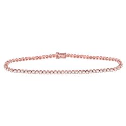 Womens Round Diamond Studded Tennis Bracelet 1-1/5 Cttw 10kt Rose Gold - REF-71Y9N