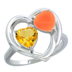 1.31 CTW Citrine & Diamond Ring 14K White Gold - REF-33M5A