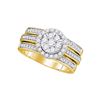 Image 1 : Round Diamond Cluster Bridal Wedding Ring Band Set 1 Cttw 14kt Yellow Gold - REF-101W5K