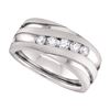 Image 1 : Mens Round Diamond Diagonal Wedding Band Ring 1/2 Cttw 10kt White Gold - REF-81X9A