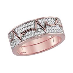 Womens Round Diamond 2-Piece Heartbeat Band Ring 1/3 Cttw 10kt Rose Gold - REF-38H9R