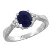 Image 1 : 0.81 CTW Lapis Lazuli & Diamond Ring 10K White Gold - REF-27M5A