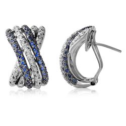 0.97 CTW Sapphire & Diamond Earrings 14K White Gold - REF-90K5W