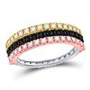 Image 1 : Womens Round Black Color Enhanced Diamond Convertible Band Ring 1 Cttw 10kt Tri-Tone Gold - REF-43X5