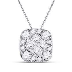 Womens Princess Diamond Square Pendant 1/4 Cttw 14kt White Gold - REF-17K5Y