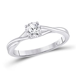 Womens Round Diamond Solitaire Bridal Wedding Engagement Ring 1/2 Cttw 14kt White Gold - REF-98Y5N