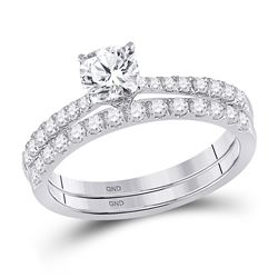 Cushion Diamond Bridal Wedding Ring Band Set 1 Cttw 14kt White Gold - REF-145R5X