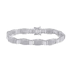 Mens Round Diamond Fashion Bracelet 1-1/2 Cttw 10kt White Gold - REF-131N5F