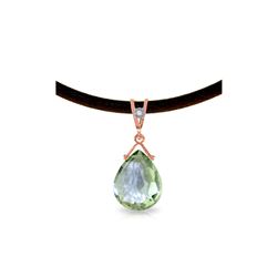 Genuine 6.51 ctw Green Amethyst & Diamond Necklace 14KT Rose Gold - REF-26R9P