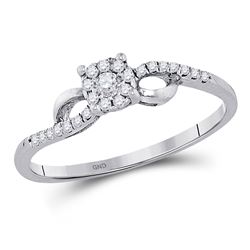 Womens Round Diamond Cluster Promise Ring 1/10 Cttw 10kt White Gold - REF-9K5Y