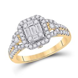 Womens Baguette Diamond Cluster Ring 3/4 Cttw 14kt Yellow Gold - REF-76Y5N