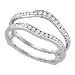 Womens Round Diamond Bridal Wedding Enhancer Band Wrap Ring 1/2 Cttw 14k White Gold - REF-44H5R