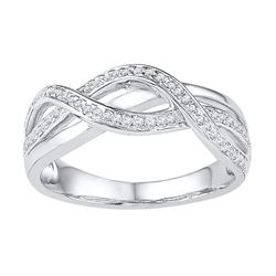 Womens Round Diamond Twist Band Ring 1/5 Cttw 10kt White Gold - REF-16F9W