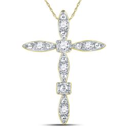 Womens Round Diamond Geometric Cross Pendant 1/10 Cttw 14kt Yellow Gold - REF-7Y9N