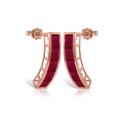 Genuine 5 ctw Ruby Earrings 14KT Rose Gold - REF-51Y8F