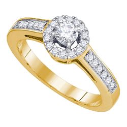 Round Diamond Solitaire Bridal Wedding Engagement Ring 1/2 Cttw 14kt Yellow Gold - REF-62F9W