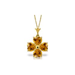 Genuine 3.8 ctw Citrine Necklace 14KT Yellow Gold - REF-42T2A