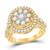 Image 1 : Womens Round Diamond Cluster Ring 1-3/4 Cttw 14kt Yellow Gold - REF-139Y9N