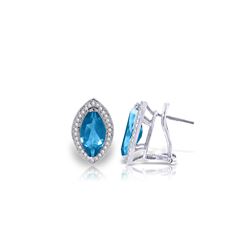 Genuine 4.8 ctw Blue Topaz & Diamond Earrings 14KT White Gold - REF-103Z3N