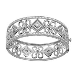 2.39 CTW Diamond Bangle 18K White Gold - REF-459F8N