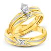 Image 1 : His Hers Marquise Diamond Matching Wedding Set 1/10 Cttw 10kt Yellow Gold - REF-25M9H