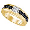 Image 1 : Mens Round Black Color Enhanced Diamond Cluster Wedding Band Ring 1/2 Cttw 10kt Yellow Gold - REF-34