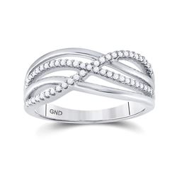 Womens Round Diamond Crossover Woven Band 1/5 Cttw 10k White Gold - REF-28H9R