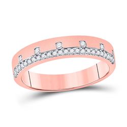 Womens Round Diamond Band Ring 1/4 Cttw 14kt Rose Gold - REF-32F5W